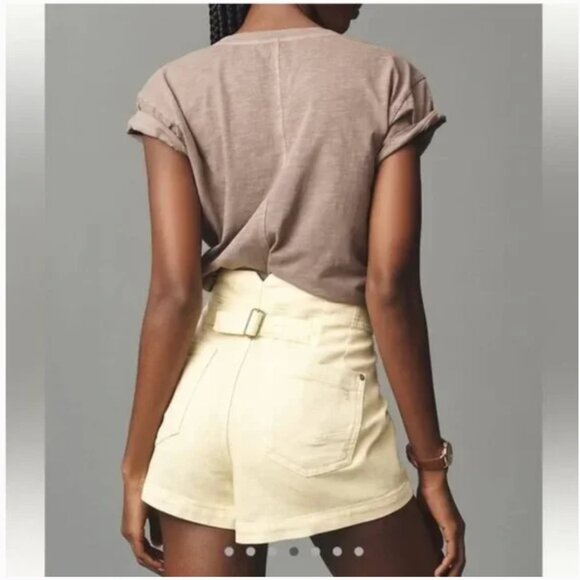 NWT Anthropologie | Pilcro | Yellow The Kit Regenerative Cotton High Rise Shorts - Picture 3 of 11